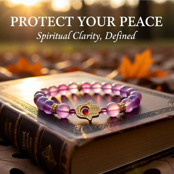 Handmade Jewelry - Flirty & Girly! Pretty in Pink! Hamsa Hand Protection Stretch Bracelet